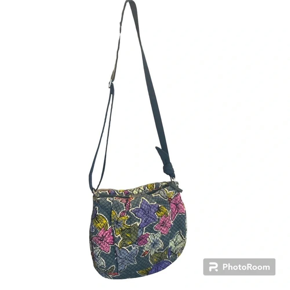 Vera Bradley Quilted Cotton Floral Crossbody Bag Green Multicolor